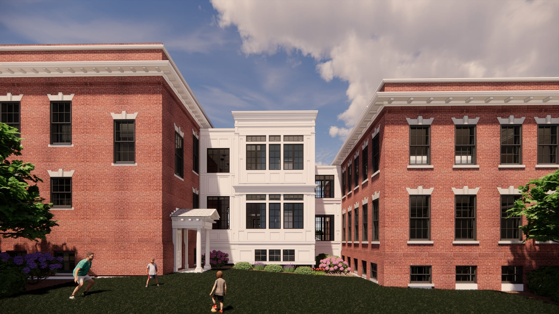 exterior rendering of the connector building