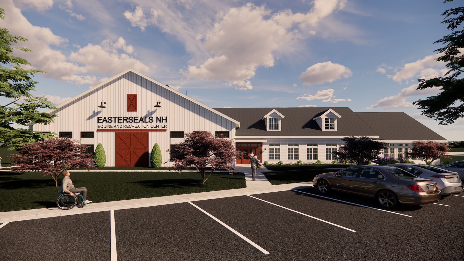 Rendering of the Military & Veterans Campus recreation center entry view