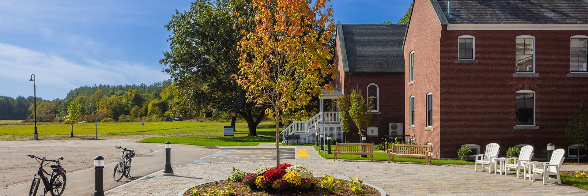 Military & Veterans Campus Bernadine Herron Retreat Center entrance sign courtyard